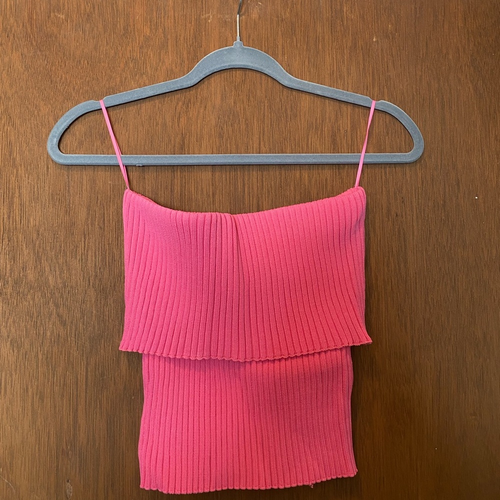 Zara Pink Ribbed Tube Top